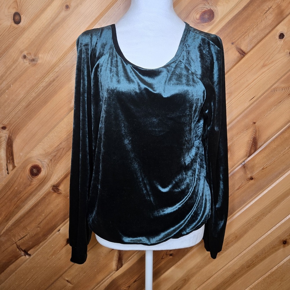 Anthropologie Maeve Green Velvet Long Sleeve Sweater Sz Small